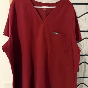 Jaanuu Burgundy Scrub Top